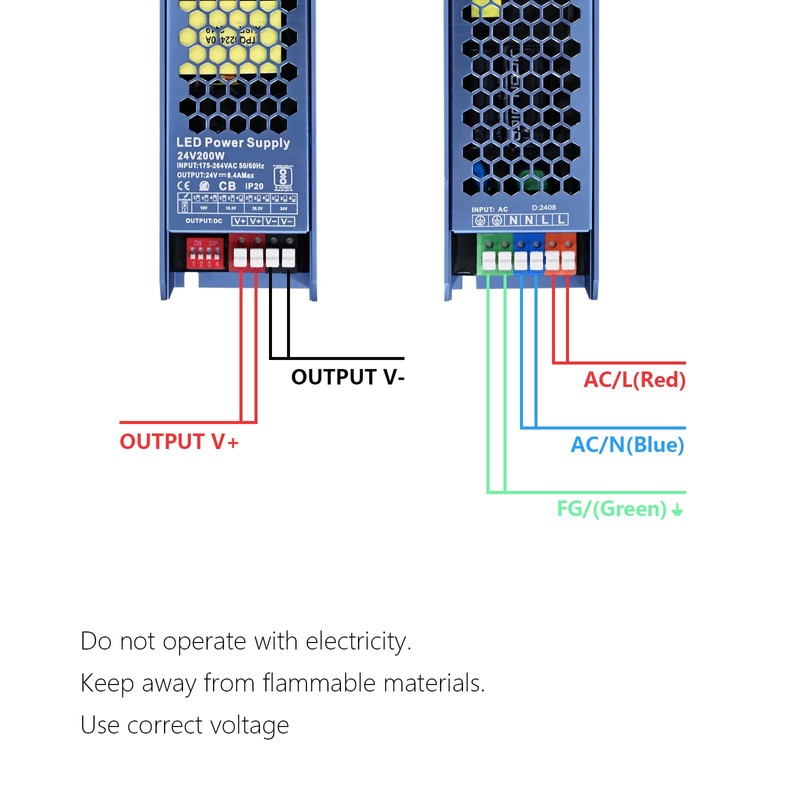 BENLUN Constant Voltage 24V 200W 8,33A LED Driver, Transformer IP20,