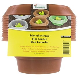 Andermatt Biogarten SchneckenStopp PP - Pack of 12 Natural Snail Protection, Reusable Snail Collar Made from Recycled Material, the Swiss Original, Brown
