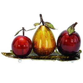 Urban Designs Glazed Artificial Centerpiece Metal Fruit Decor, Red