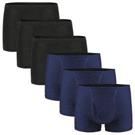 FAMI HELPER 6 Pcs Men's Incontinence Pants Incontinence Boxer Brief with Absorbent Pad 300 ML Urine Volume Cotton Washable Reusable Leakproof Pants for Men Black & Blue Size 4XL