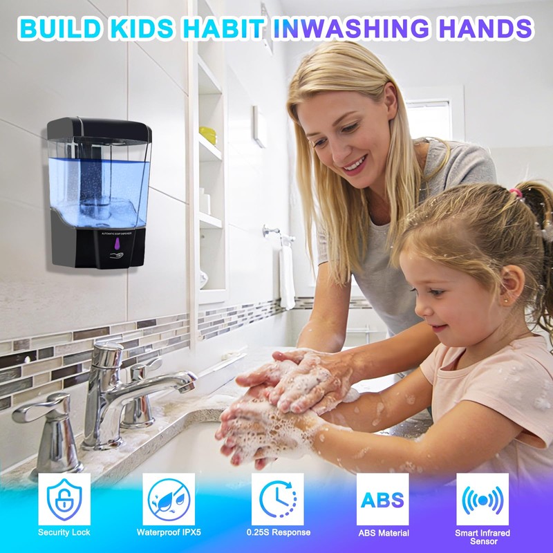 6 Pack Automatic Soap Dispenser,20oz/600ml Wall Mount Commercial Liquid Soap