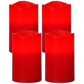 EGLO LED Kerzen May, Set aus 4 Stumpenkerze, Dauerkerze aus Wachs, Kunststoff in rot, warmweiß