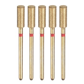 sourcing map 5pcs 200-230 Grits Diamond Grinding Bit 4.2mm Cylindrical Ball Head 2.35mm Shank 12mm Length Titanium Plated Stone Sanding Drill Bits Rotary Tool for Nails Grinding Polishing