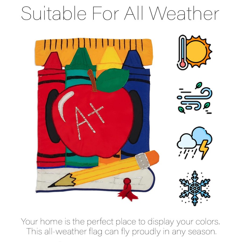 School Day Garden Flag Stand Kit Wall Hanging Decor for