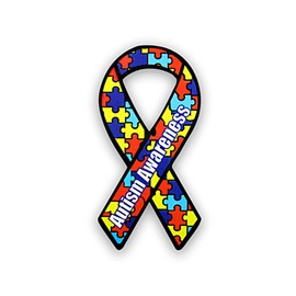 50 Large Paper Autism Ribbons for Decoration or Fundraising - Autism Awareness Puzzle Piece Ribbon Cut Out Decorations (1 Pack/50 Ribbons)