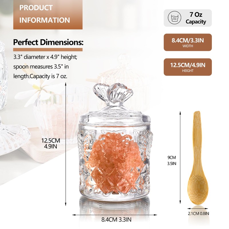 ZEERSHEE 2 PCS Glass Salt Cellar with Lid Salt Container