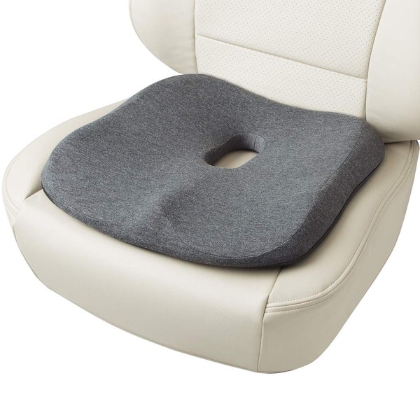 BONFORM 5722-13GY Seat Cushion, Healing Lab II, For Light/Regular Cars, With Stopper, Memory Foam Urethane, 17.3 x 2.8 x 17.3 inches (44 x 7 x 44 cm), Gray