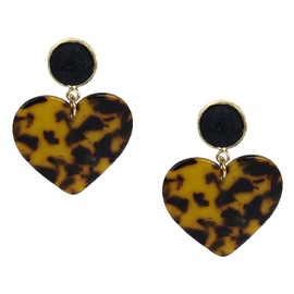 B Jewelry Collection Bae Resin Heart Drop Earrings, Tortoise