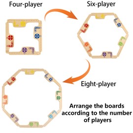 Upgraded Version Interlocking Pegs and Jokers Board Game Wood,Multiplayer Portable Marbles and Jokers Game with Cards for Adults,2-8 Player Family Party Game