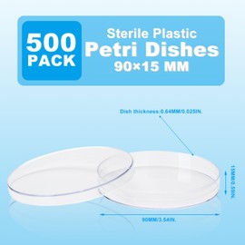 CryoKing 500 Pack Petri Dishes with Lids, 90×15mm Plastic Sterile Petri Dish, Thick Clear Stackable Culture Dishes with Loose Cap for Lab Experiment, Myclogy, Biology