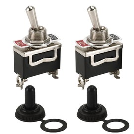 Powice 2X Kippschalter 250V/6A 125V/10A Mit Wasserdichter Kappe,Kippschalter 12V Wasserdicht, Miniboot 2Poliger Schalter 12V,12V/230V Schalter Geeignet für Den Einbau in Häusern Schwarz