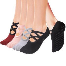 Cooque Yoga Socks Non Skid with Grips Barre Pilates Socks for Women Girls One Size