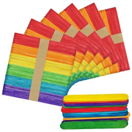 OWLKELA 300 Pieces 4.5 inch Lollipop Sticks, Natural Wood Craft Sticks, Lolly Sticks for Home and School Crafts, Popsicle Sticks, Ideal for Arts and Handwork, Classroom Art Supplies Multicolor