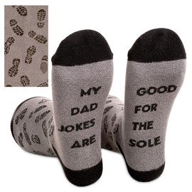 Funny Socks for Men - Men's Dress Socks with Dad Jokes and Stylish Patterns, Unique Gifts for Men Who Have Everything and Gifts for Dad from Daughter, Groomsmen Socks, Fun Socks for Men (GreySole)