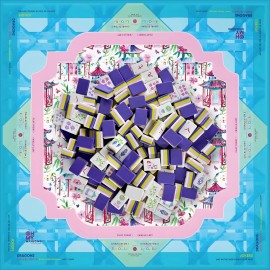 32mm 1-1/4" 4-Layer Engraved American Mahjong Set 160-Tile Lavender Heavyweight Acrylic Jade Pagoda Sakura Garden Edition MatColor: Multicolored dice
