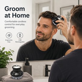 Cordless Circular Hair Clipper for Self Haircuts – Adjustable 3–12 mm Trimmer with LED Display for Easy Home Grooming
