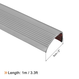 sourcing map Stair Edge Vinyl Stair Nosing Protector Non-Slip Stair Edging Strip for Stair Edging Stair Tread 1 Metre Grey