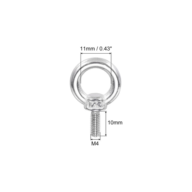 PATIKIL M4 x 10mm Lifting Shoulder Eye Bolts Set of