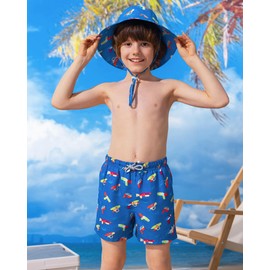 Baby Sun Hat UPF 50+ Sun Protection Hats Toddler Bucket Hat Kids Summer Beach Hats Wide Brim Outdoor Play Hat for Boys Girls Blue Water Toy 4-8 Years