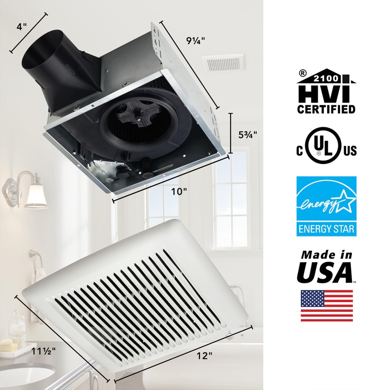 Broan-NuTone Bathroom Exhaust Fan, Easy Install, Powerful 110 CFM, Quiet