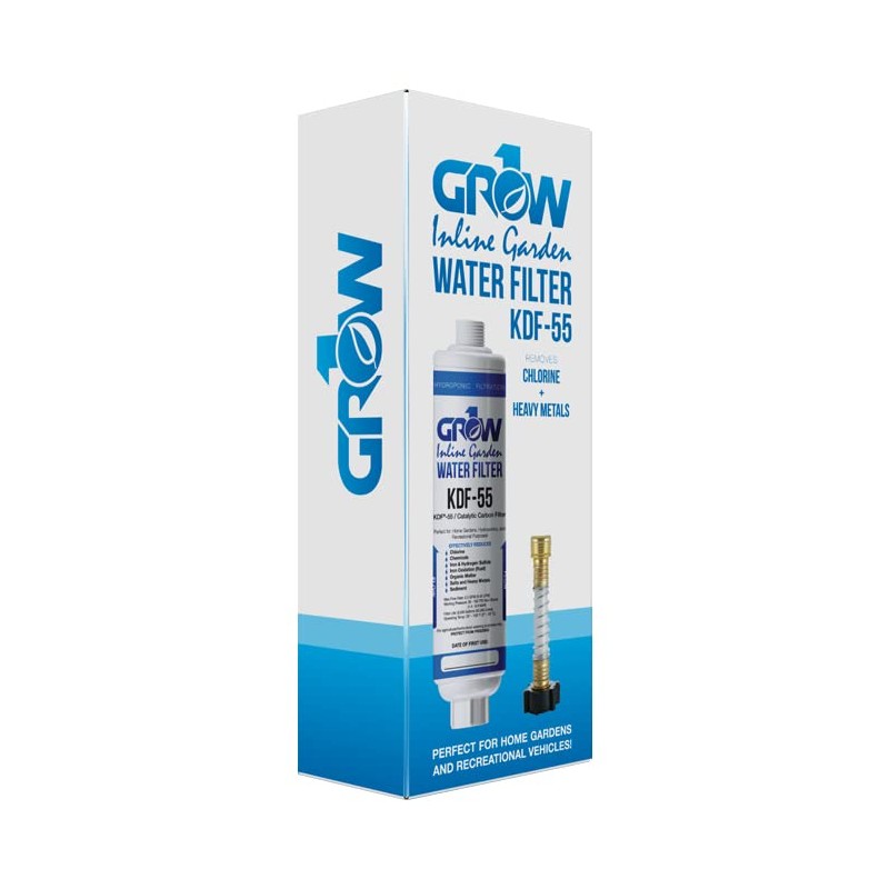 GROW1 KDF-55 Inline Garden Water Filter - Chlorine Removal Sediment