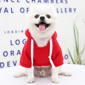 Dog Hoodie for Small Medium Large Dogs,Fleece Hoodie for Dogs with Zipper Pocket,Fall Winter Warm Cat Puppy Sweatshirts(Red,2XL)