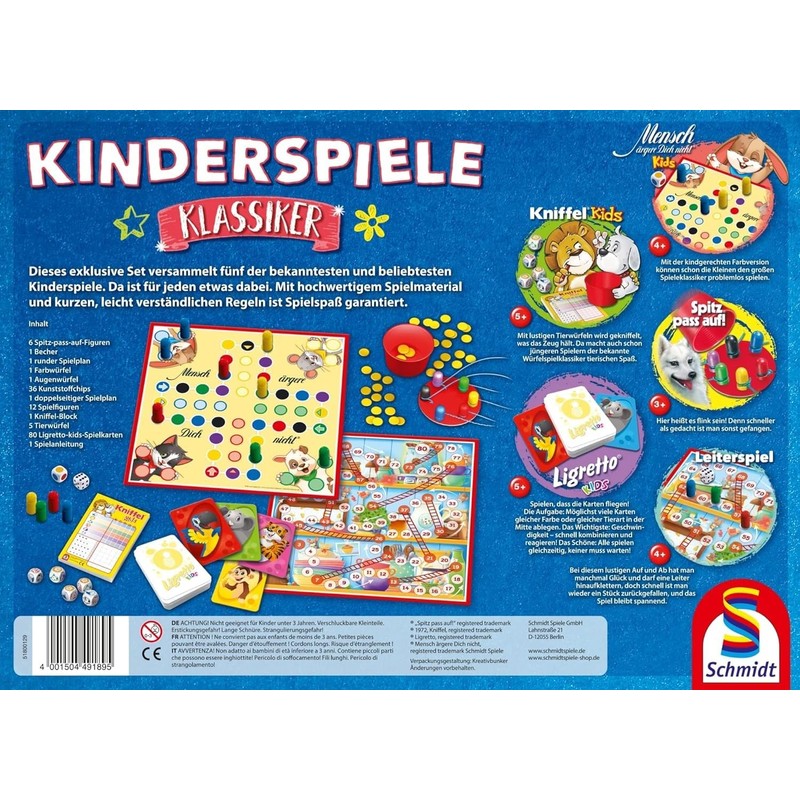 Schmidt Spiele 49189 Kinderspiele Klassiker, Kinderspielesammlung, bunt