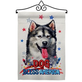 Breeze Decor Patriotic Alaskan Malamute Garden Flag Set Wall Hanger Dog Puppy Spoiled Paw Canine Fur Pet Nature Farm Animal Creature House Banner Small Yard Gift Double-Sided, Made in USA