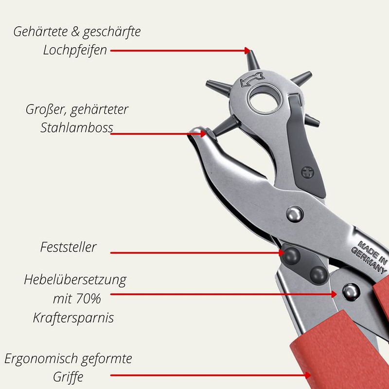 FAMEX 3525 Professional Revolving Punch Pliers with Lever Support Approx.