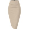 Hybrid & Company Women's Premium Nylon Ponte Stretch High Waist Pencil Suit Skirt Below Knee KSK45002 1073T Stone L
