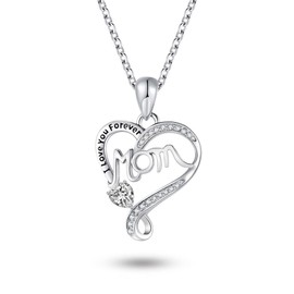 LAOYOU Mom Necklace with Birthstone from Daughter Son Mother Necklaces Jewelry Birthday Gifts for Mom