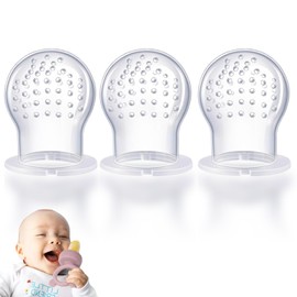 Silicone Replacement Pouch Pacifier for Baby Fruit Food Feeder Compatible with Haakaa/NatureBond/POIKSHARK/WeeSprout, Food Grade Silicone Feeder Sacs, Fruit Feeder Replacement Nipples(L-Size 3PCS)