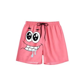 VIPWOLF Men's Cartoon Print Graphic Shorts Cute Drawstring Waist Designer Summer Shorts Pink Medium