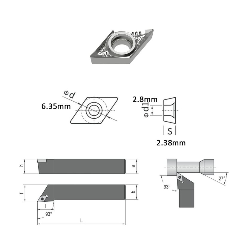 CDBP DCGT070204-LH DCGT21.51 Inserto Torneado de Carburo Torno CNC para