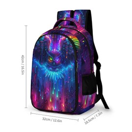 KAFFUL Cute Owl Backpack for Kids, Cute Rainbow Colorful Owl Flying in Galaxy Backpack, Cute Animal Backpack for Girls Boys, Children Travel Laptop Backpack, 16.5 Inch
