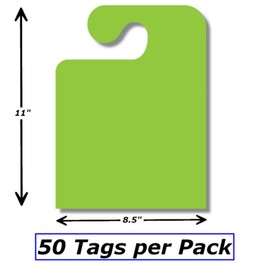 50 Pack Jumbo Car Dealer Blank Hanger Mirror Hang Tags You Choose Color (Green)
