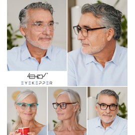 Eyekepper - Juego de 5 gafas de lectura grandes, para lectores cuadrados, para hombres y mujeres, Mezcla de 5 pares., +2.50