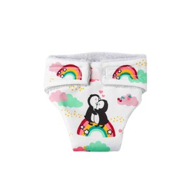 Heless 120 - Fabric Nappies for Dolls in Penguin Polka Dot Design, Pack of 2 with Velcro Fastening, Size 35 - 45 cm