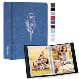 Lanpn Photo Album 4x6 100 Pictures 2 Packs, Small Mini Capacity Linen Photo Book Sets, Each Pack Holds 100 Top Loader Vertical Only Picture for Kids Boy Girls Blue