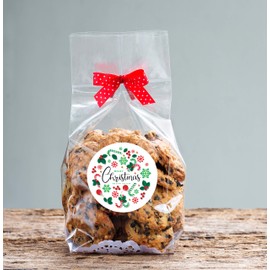 48 x 45 mm Merry Christmas Stickers -Round Seal Labels, Stickers for Presents, Envelopes, Bags or Cards Gift Wrapping #SNP18-D1 Sara Prints