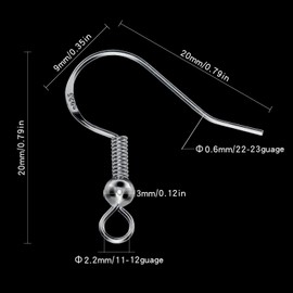 HOLLOSPORT 48Pcs/24Pairs Silver Earring Hooks for Jewelry Making, Thick 925 Sterling Silver Plated Fish Ear Wire Findings, Hypoallergenic Earring Making Supplies with 100Pcs Silicone Earring Backs