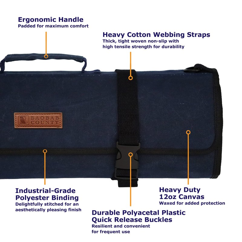 Baobab County - Bolsa enrollable para cuchillos (azul marino)