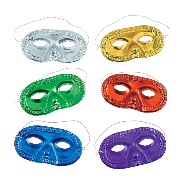 Metallic Half-Masks (24 pieces)-Masquerade Masks, Mardi Gras, Party Supplies
