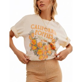 Mewunan Back to School Clothes for Teen Girls,Back to School Supplies,Cottton Oversized Graphic Tees Rose Red