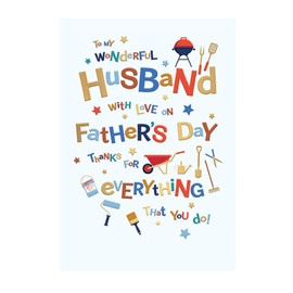Words 'n' Wishes Father's Day Card for Husband, Sentimental Card for Father's Day, 23.5 x 16.5 cm,