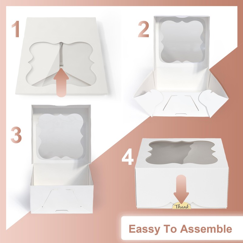 Leafiew 30 Pack 6x6x3 Bakery Boxes with Window – Small
