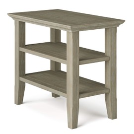 SIMPLIHOME Acadian SOLID WOOD 14 inch Wide Rectangle Rustic Narrow Side Table in Distressed Grey