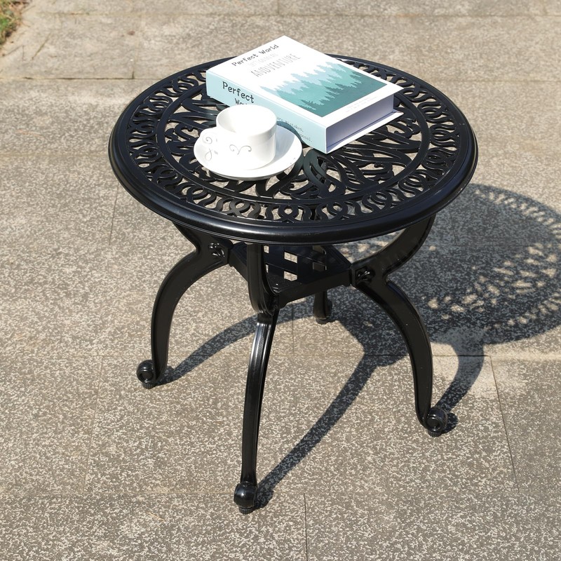 GXOUTAL Cast Aluminum Outdoor Side Table, All Weather Round Small