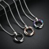 Stainless Steel Three Interlocking Braided Circles Pendant Necklace，Three ring diamond