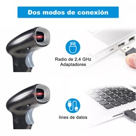 2D 1D Escáner de Código de Barras Lector Código de Barras Inalámbrico, Scanner Código de Barras Alámbrico con Conexión USB Compatible con PC y Laptop, Ideal para Puntos de Venta (con Soporte)
